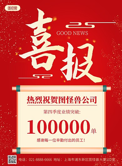 地产楼盘销售业绩喜报红色喜庆竖版海报