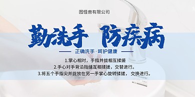 2020勤洗手简约横板海报