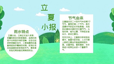 简约风清新绿色立夏科普宣传手抄报
