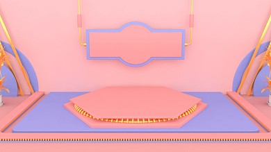 图怪兽原创元素C4D立体粉色简约背景