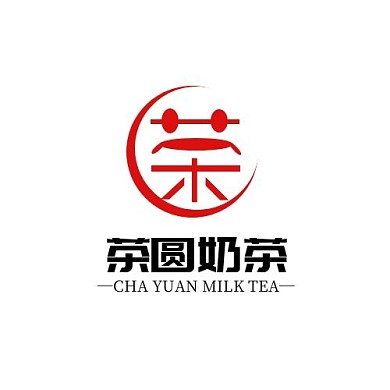 茶圆奶茶茶字红色简约美食LOGO