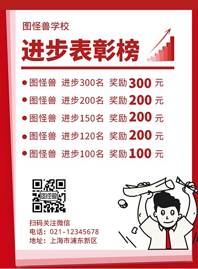 表彰多人简约红色教育培训竖版海报