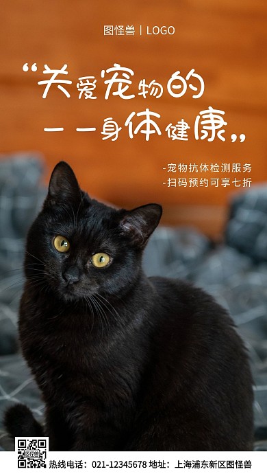 宠物犬猫抗体检测服务白色简约风手机海报