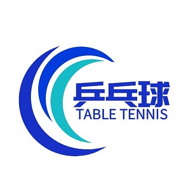 乒乓球培训蓝色月型简约LOGO