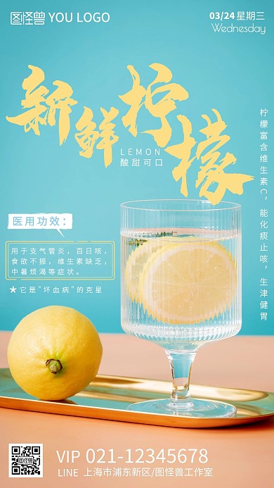柠檬的功效作用宣传摄影图手机海报  