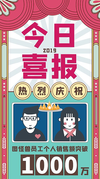 员工个人业绩喜报手机海报
