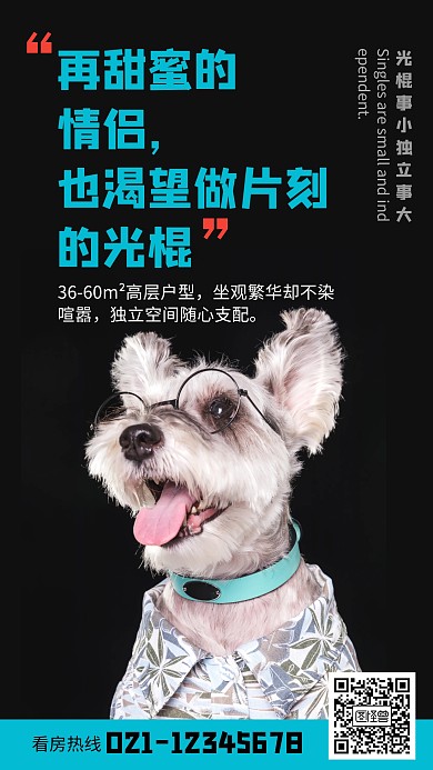 光棍事小独立事大单身狗公寓地产创意海报