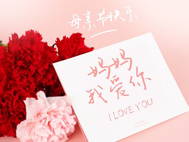 粉丝摄影康乃馨母亲节问候祝福表白横版配图