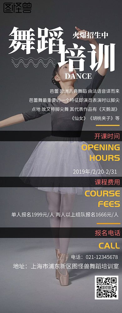 2019舞蹈班开课舞蹈招生单页模板易拉宝