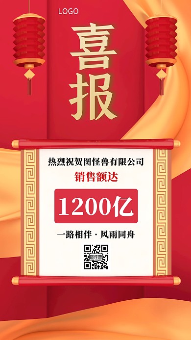 红色大气中国风喜庆销售喜报