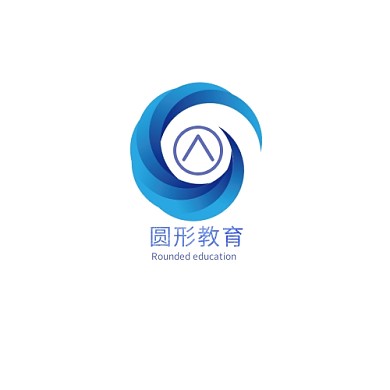 圆形教育logo蓝色创意扁平
