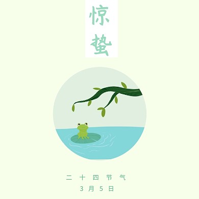 绿色卡通惊蛰蚂蚁宣传手机微博封面