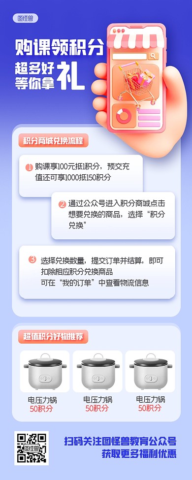 积分换好礼流程立体3D营销长图