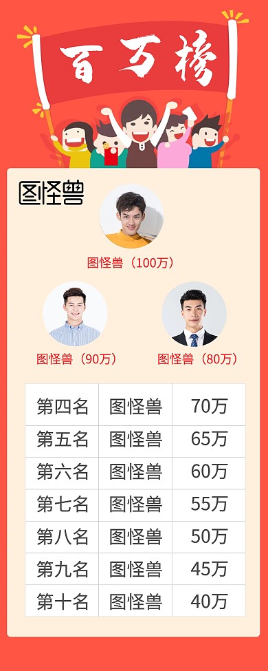 2020红色简约百万榜英雄榜展架易拉宝