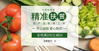 淘宝农产品精准扶贫简约绿色banner