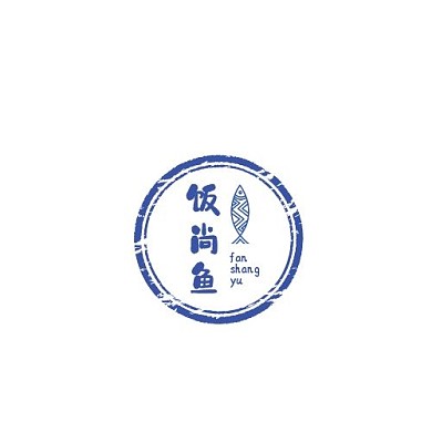 日系蓝色小鱼食品百货logo设计