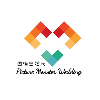 婚庆公司爱心像素化风格logo