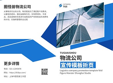 物流公司简约几何蓝色企业商务宣传折页