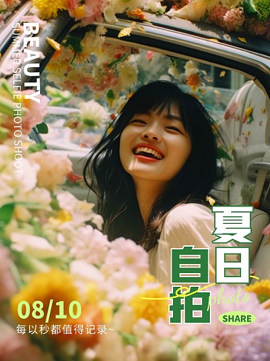 夏日自拍写真分享小红书封面