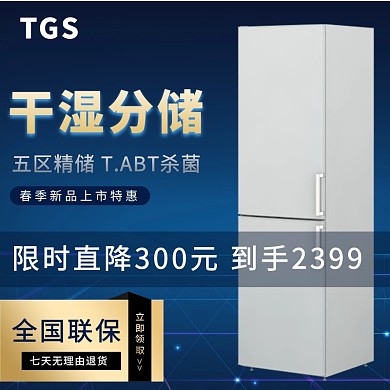 蓝色质感简约冰箱春季上新促销主图直通车