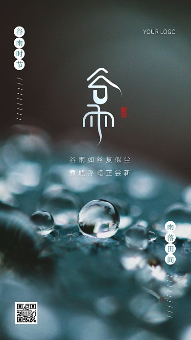 简约大气摄影谷雨节气祝福宣传手机海报