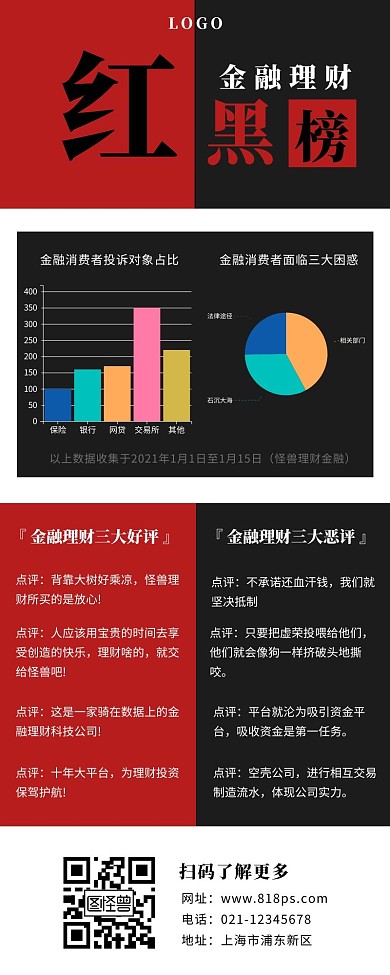 红黑榜海报长图红色黑色拼接简约