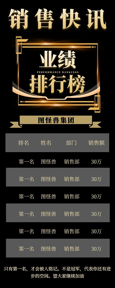 黑金商大气务风销售快报营销长图