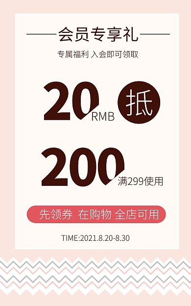 会员优惠券简约电商竖版海报