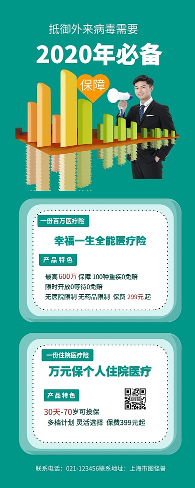 意外保险医疗保险营销长图