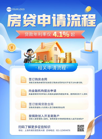 房贷申请流程宣传印刷海报