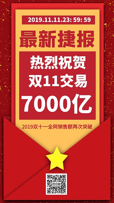 双十一交易喜报手机海报