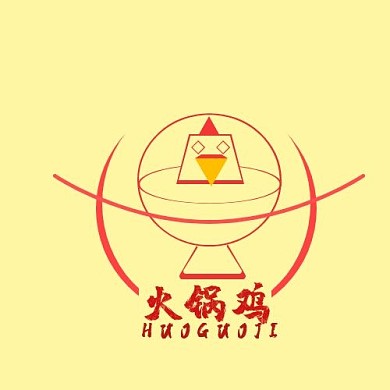几何红色火锅鸡块logo