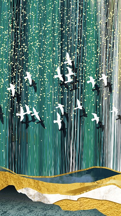 图怪兽原创元素古风新中式风格装饰画背景