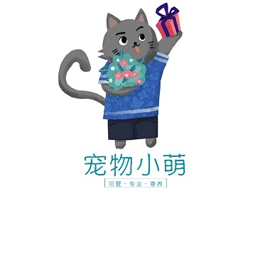 创意可爱卡通宠物店logo招牌标志