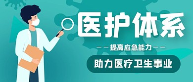 医护体系青色简约风格公众号封面首图
