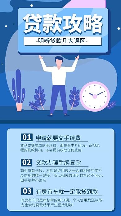 新手贷款理财知识科普宣传手机海报