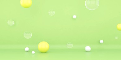 C4D立体绿色清新小球简约横版海报