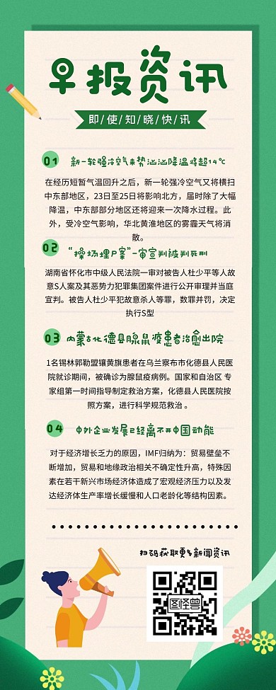 绿色每日早报快讯最新资讯长图