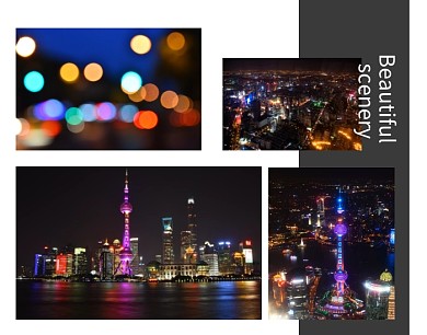 黑色夜景美丽风景照片拼图