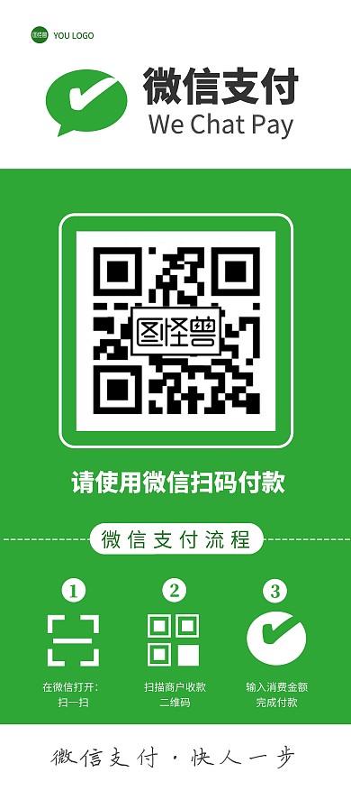 绿色简约几何微信支付展架