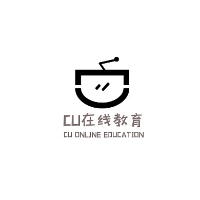 黑色CU在线教育线上网课LOGO