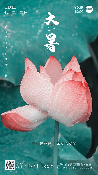 简约风摄影图简洁大气大暑摄影图海报