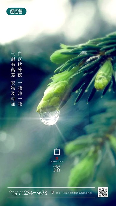 白露二十四节气添衣节日节气摄影图海报