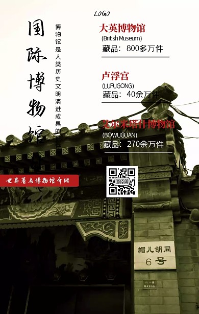 国际著名博物馆日博物馆介绍简约手机海报