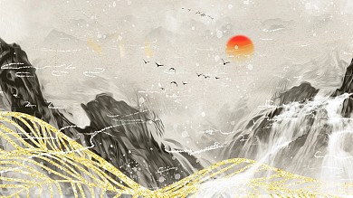 图怪兽原创元素古风新中式风格装饰画背景