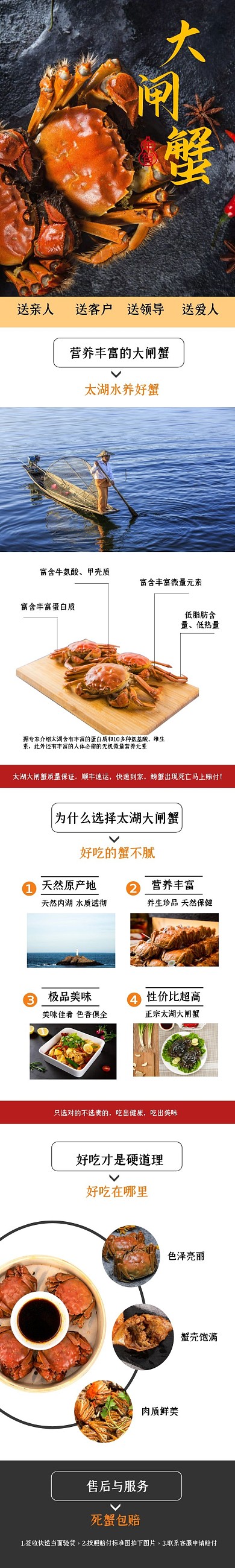 大闸蟹海鲜淘宝黄红详情页