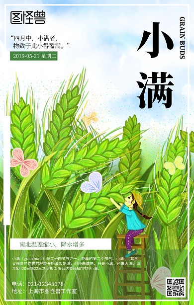 插画小满二十四节气海报