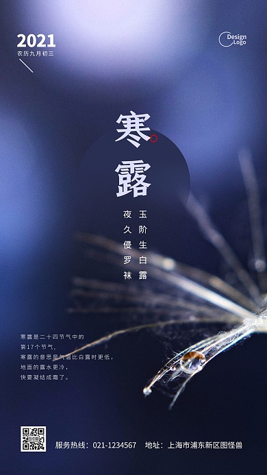 寒露二十四节气摄影图海报