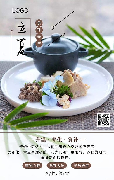 二十四节气之立夏食补养生手机海报