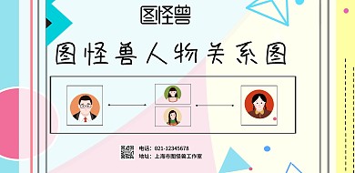简约创意人物关系图横版海报